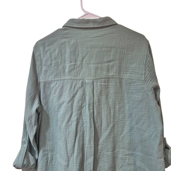 Anne Klein Women's Sage Green Cotton Gauze Button Down Shirt NEW NWOT - Picture 4 of 12